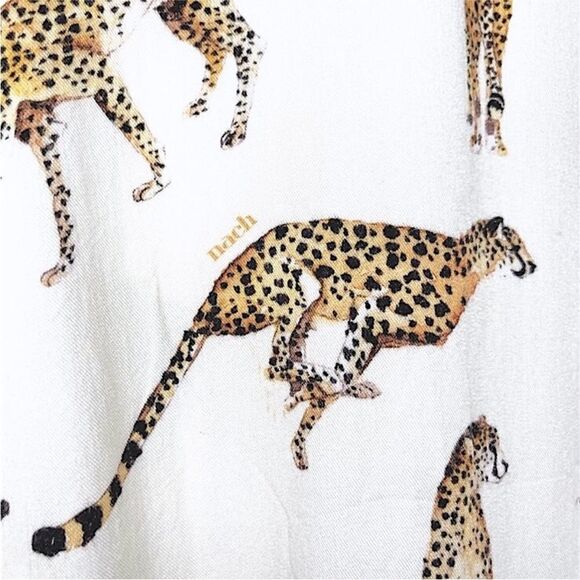 Anthropologie Nach Bijoux Boho Leopard Pattern Linen Blend Top Size L - Picture 6 of 8